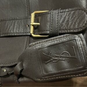 Authentic Vintage YSL Yves Saint Laurent Leather Messenger Bag - Chocolate Brown